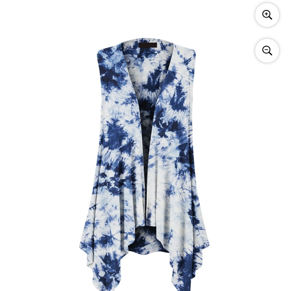 Made by Johnny Hi Lo Waterfall Blue and White Tie-Dye Vest Size 3X